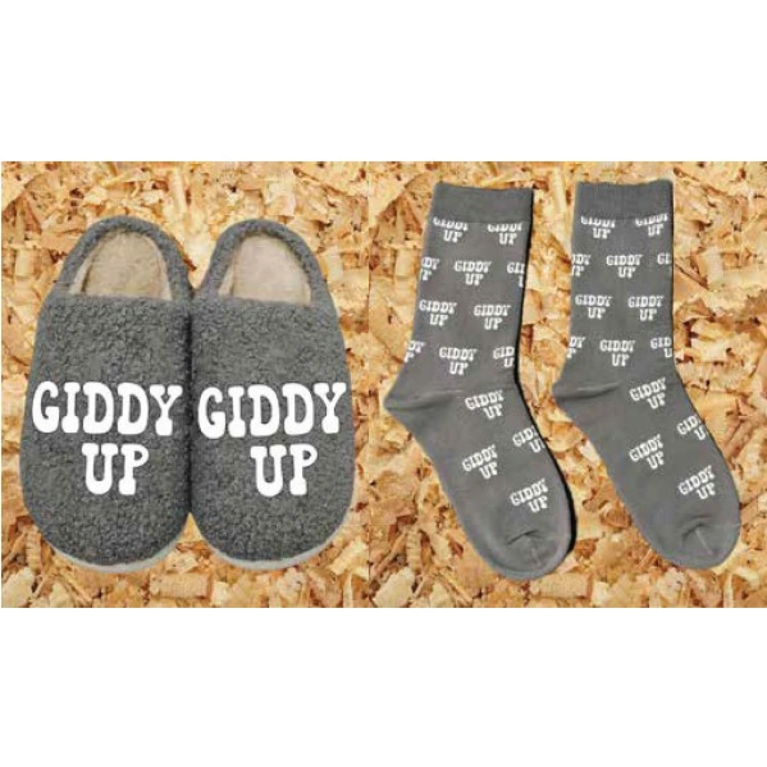 Dreamers & Schemers Slipper And Sock Combo - GIDDY UP