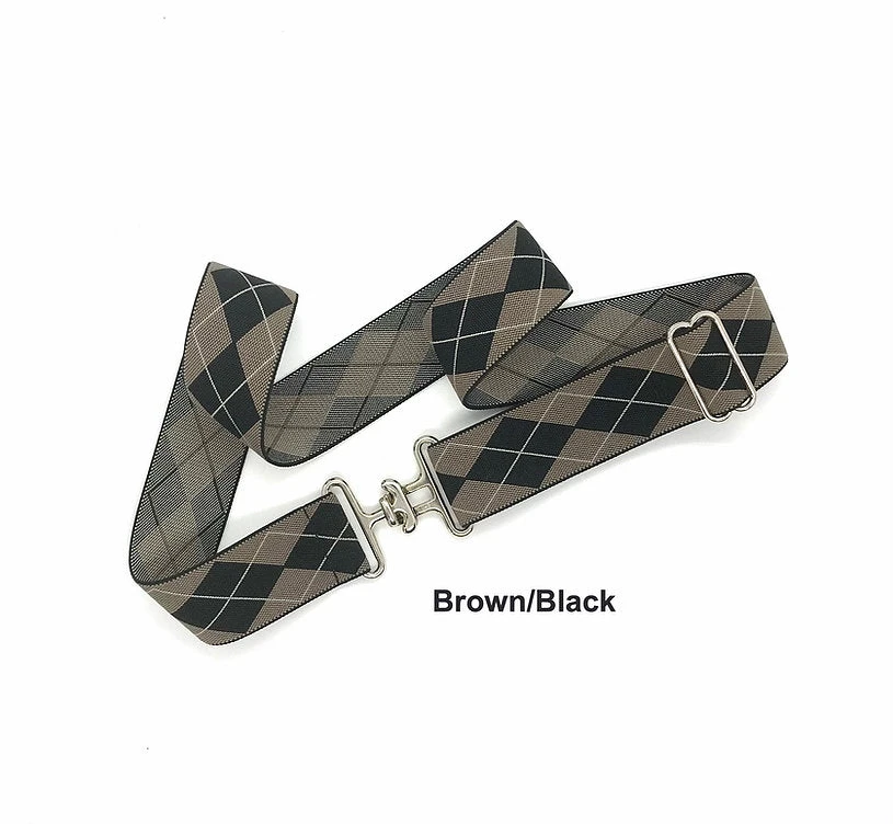 Bedford Jones Belt - Brown And Black Argyle W/ Gold Surcingle 1.5" - Image 2