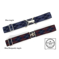 Bedford Jones Belt - Blue/Burgundy Argyle W/ Silver Surcingle 1.5"