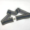 Bedford Jones Belt -Navy/Tan/Beige Stripe W/ Silver Surcingle 2.0"