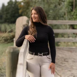 TKEQ The CHLOE High Collar Technical Top - BLACK