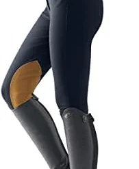Tailored Sportsman Mid Rise Trophy Hunter Front Zip Breeches With Tan Knee Patch And Boot Socks - Black