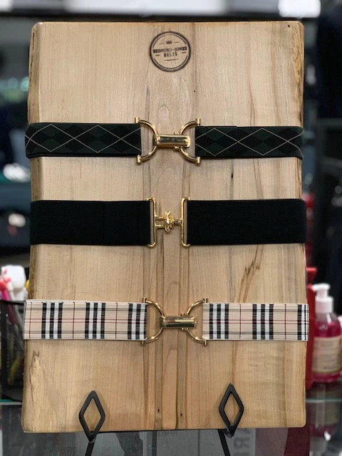 Bedford Jones Belt - Hunter Green And Black Argyle W/ Gold Surcingle 1.5" - Image 2