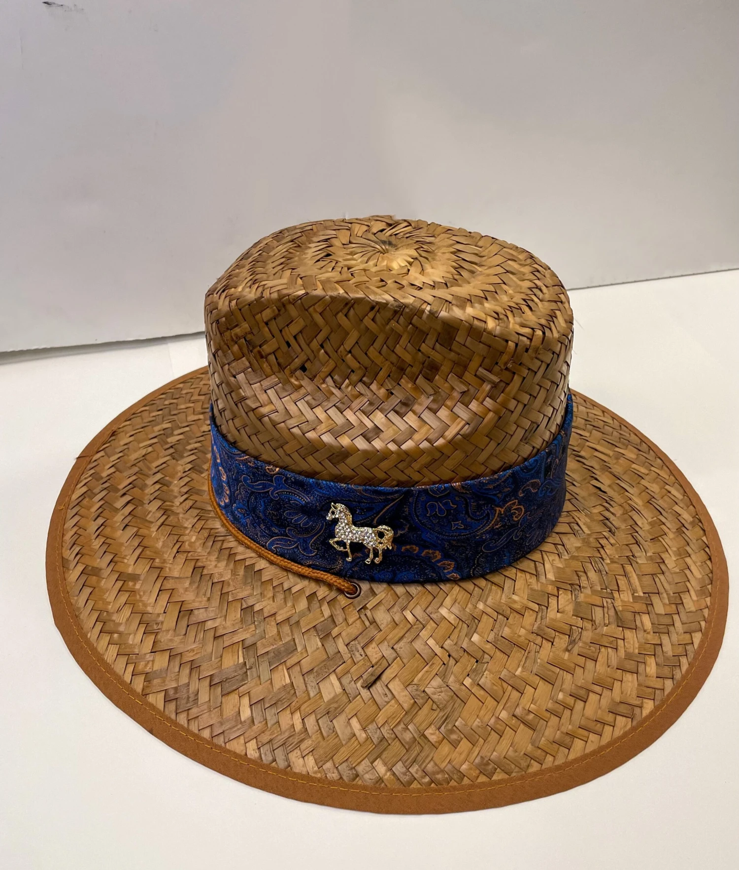 Riata Designs Original Hat - Dark Blue And Copper Paisley Design