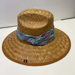 Riata Designs Original Hat -Light Blue And Red Plaid