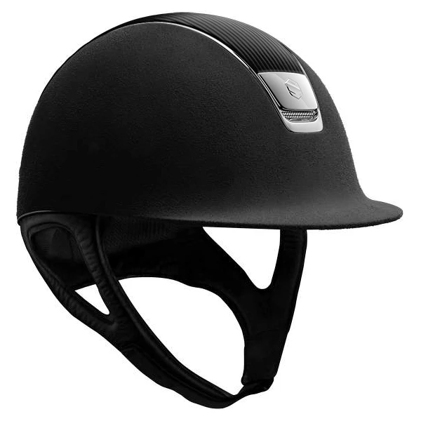 Samshield Premium Leather Top Helmet - Black & Chrome