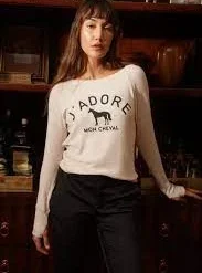 Bad Horse "J'Adore Mon Cheval" Ribbed Knit Top - 2 Colours