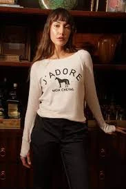 Bad Horse "J'Adore Mon Cheval" Ribbed Knit Top - 2 Colours