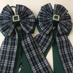 My Barn Child Show Bows - Navy/Green Plaid