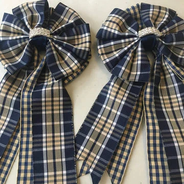 My Barn Child Show Bows - Navy/Tan Taffeta