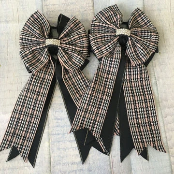 My Barn Child Show Bows - Black/White/Pink Tweed