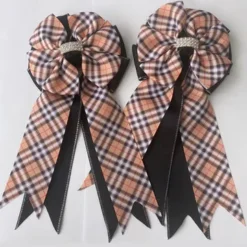 My Barn Child Show Bows - Tan Plaid