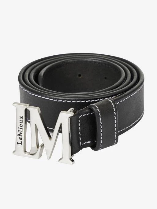 LeMieux Monogram Leather Belt - BLACK