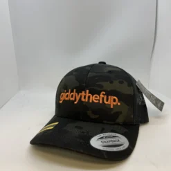 Bad Horse "giddythefup" Trucker Hat - Black Camo/Orange